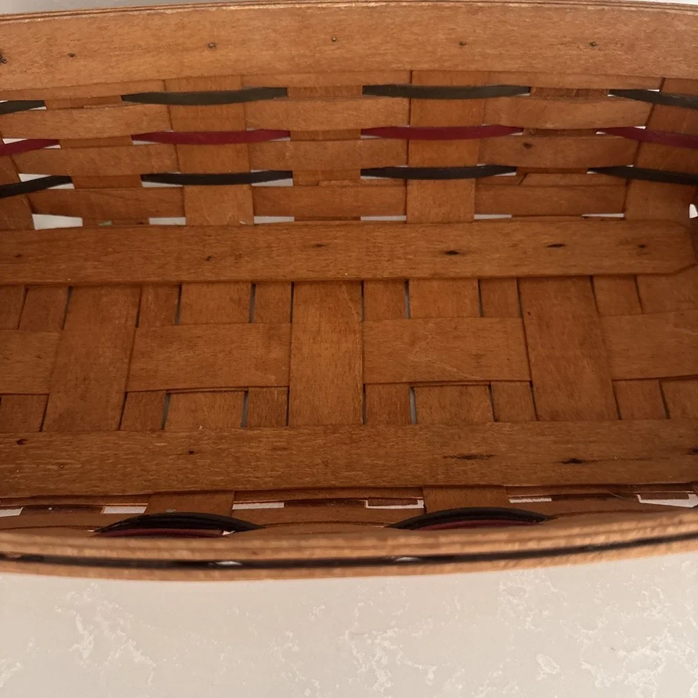 Vintage Longaberger Basket‎ Size 14.5 Inch With Red, Blue, Green Rectangle 1994